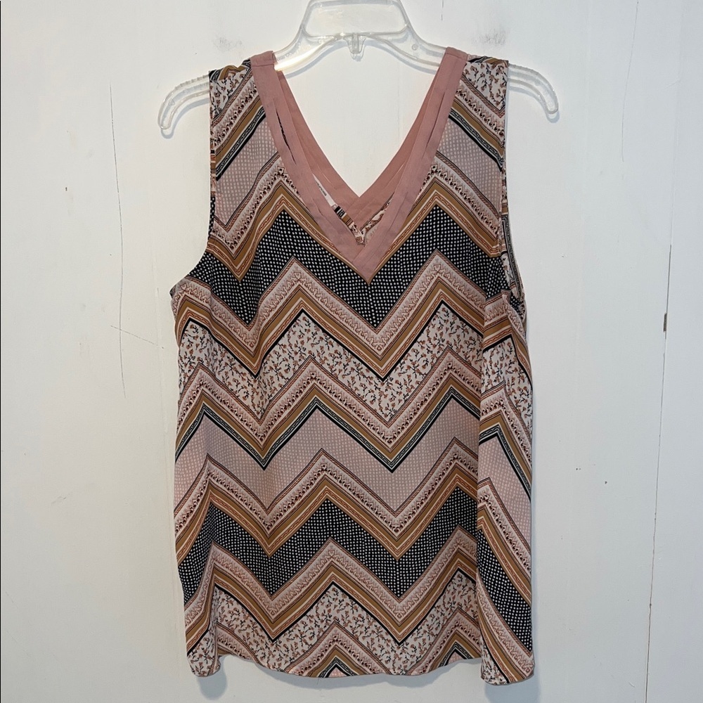 Maurices Chevron Tank Top in Pink and Black Size L 0317269